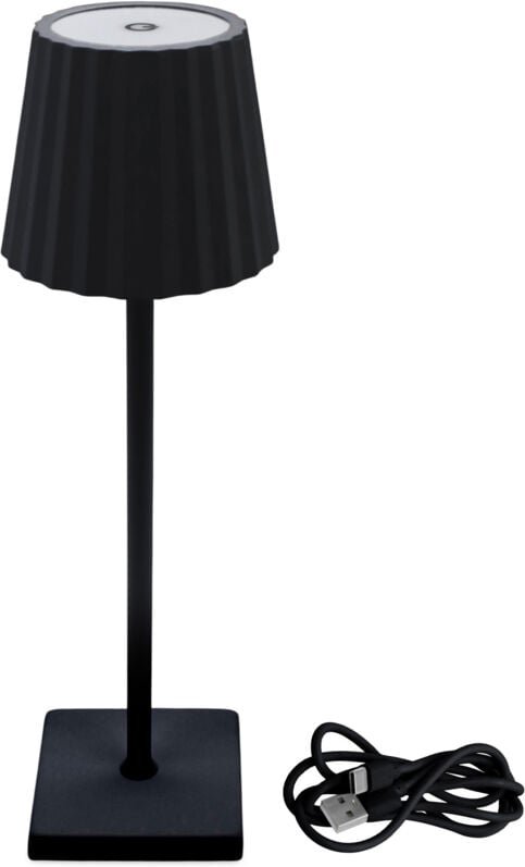 Spetebo - led Akku Touch Leuchte geriffelt 38x11 cm per usb-c aufladbar - schwarz - Metall Tischleuchte 3 Leuchtmodi war...