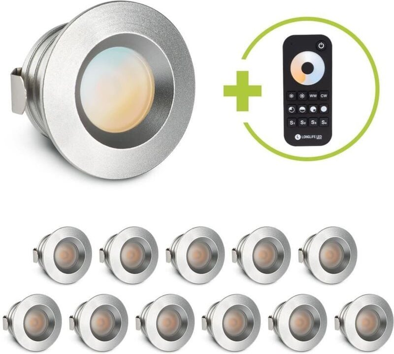 Einbaustrahler Mini flach Torino 3W CCT IP44 - Farbe: silber - Anzahl: 12x
