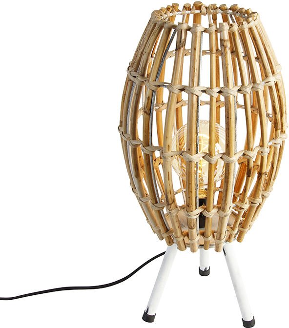 Ländliches Tischlampen-Stativ Bambus mit Weiß - Canna Capsule