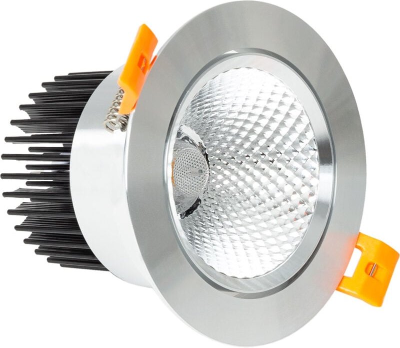 LED Downlight Einbaustrahler 12W COB Schwenkbar Rund Silber Schnitt Ø 90 mm No Flicker No Flicker 4000K Neutralweiß