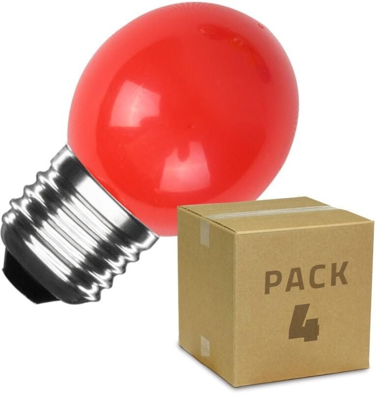 4er Pack LED-Glühbirnen E27 3W 300 lm G45 Rot Rot