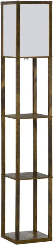 Stehlampe mit Regalen, Stehleuchte, Holz, 26 x 26 x 160 cm, für Wohn-/Schlafzimmer (Ohne Glühbirne)