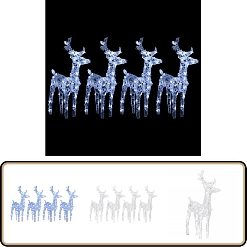 Thumbnail - LED-Rentiere 4 Stk. Kaltweiß 160 LEDs Acryl - LED-Dekoration - Weihnachtsdeko - Outdoor-Beleuchtung - Winterdeko - Renti...