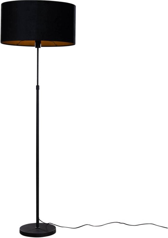 Stehleuchte Schwarz mit ovalem Samtschirm 50cm - Parte