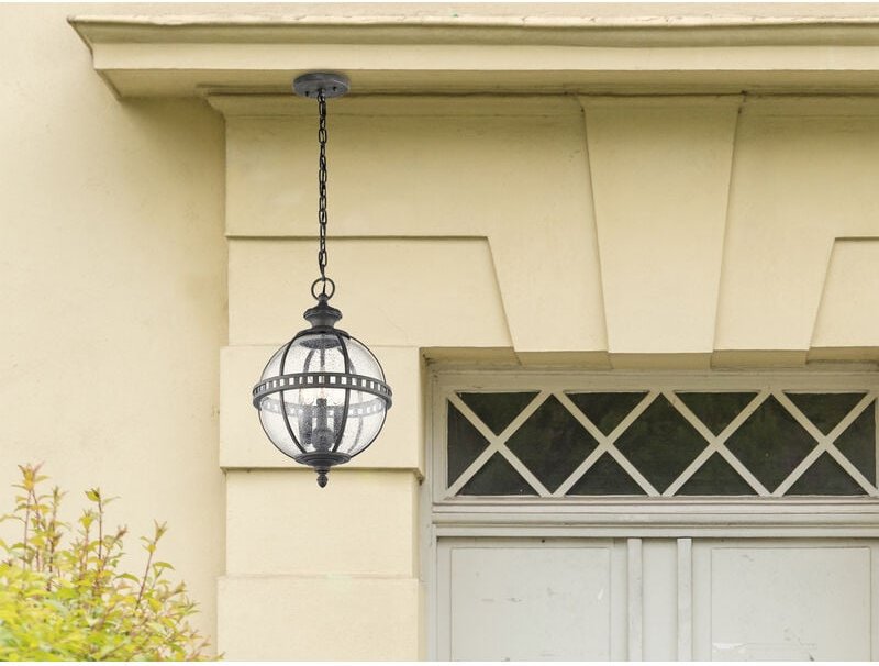 Meinewunschleuchte - led Jugendstil Pendelleuchte für Innen & Außen, Anthrazit Ø30,5cm