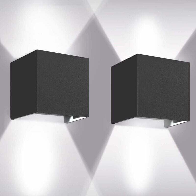 Außenwandleuchte LED-Wandleuchten 12W, 2 Stück 6000K LED-Wandleuchte Außen/Innen, Verstellbare Außenwandleuchte, Anti-Wa...