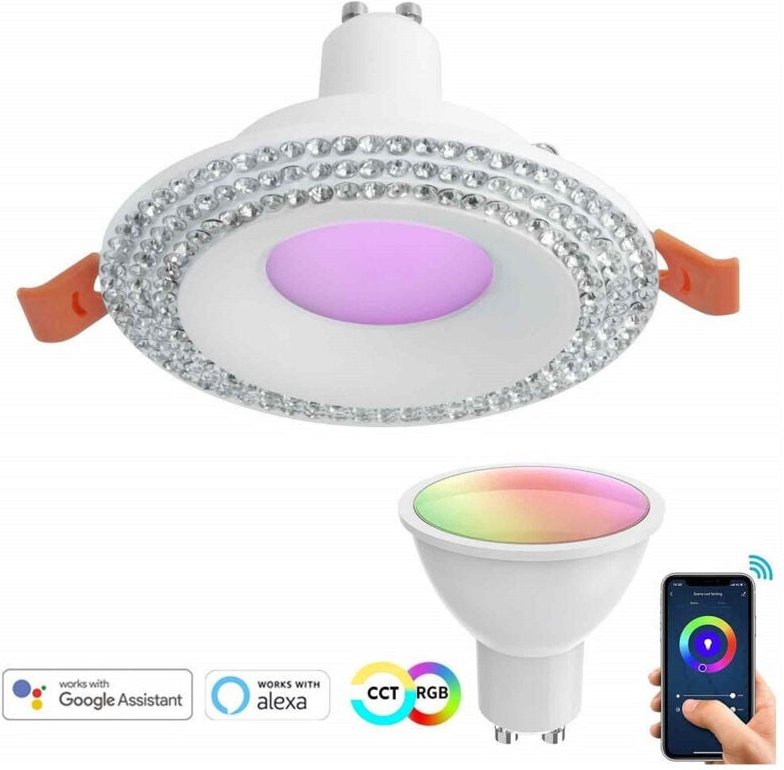 Trade Shop Traesio - Trade Shop - smart led-einbaustrahler rund glitzer GU10 wifi rgb cct alexa google 65MM -