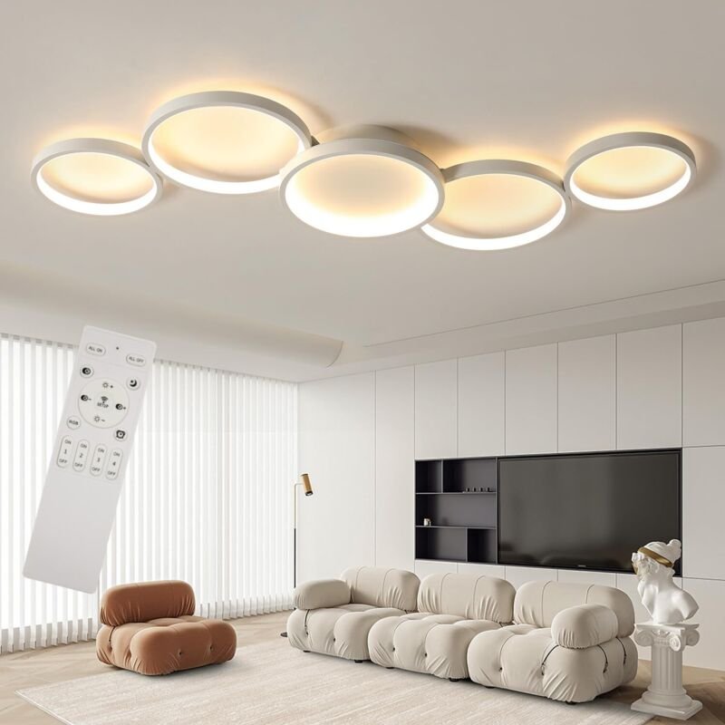 LED-Deckenleuchten, moderne schwarze Kronleuchter-Deckenleuchte, 55 W dimmbar, 4400 lm, Memory-Funktion, Einbauleuchte f...