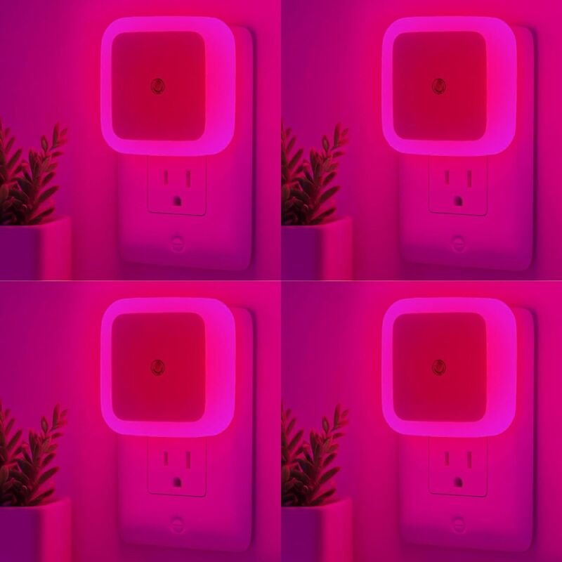 Wandmontierte Nachtlichter – 4er-Pack LED-Nachtlichter mit Dämmerungssensor, sanftes weißes Licht, automatische Ein-/Aus...