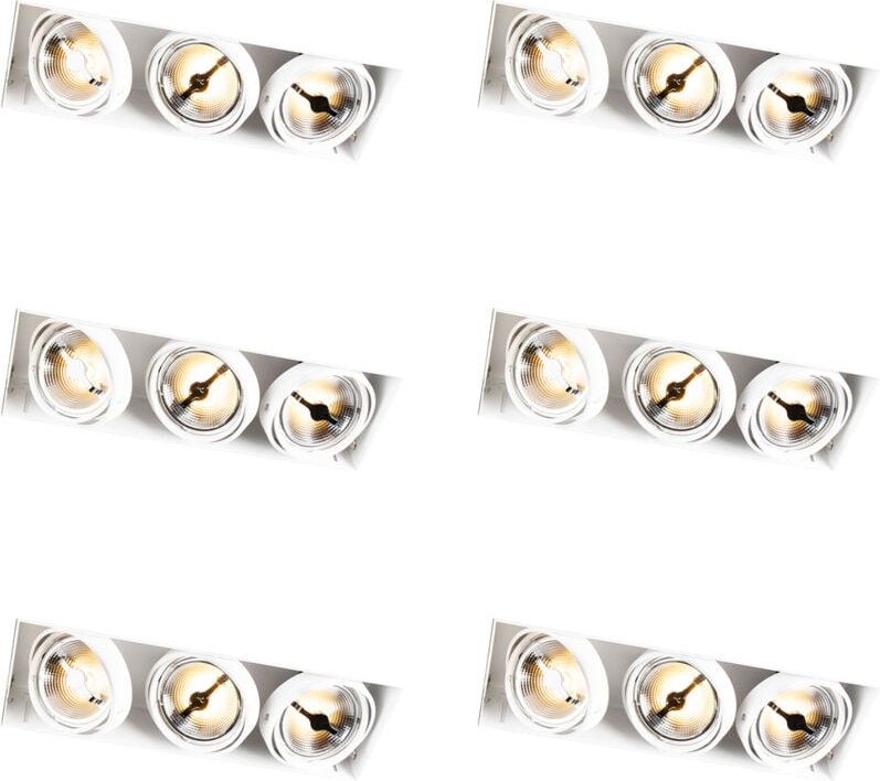 Set mit 6 Einbaustrahlern Weiß AR111 Trimless 3-Licht - Oneon