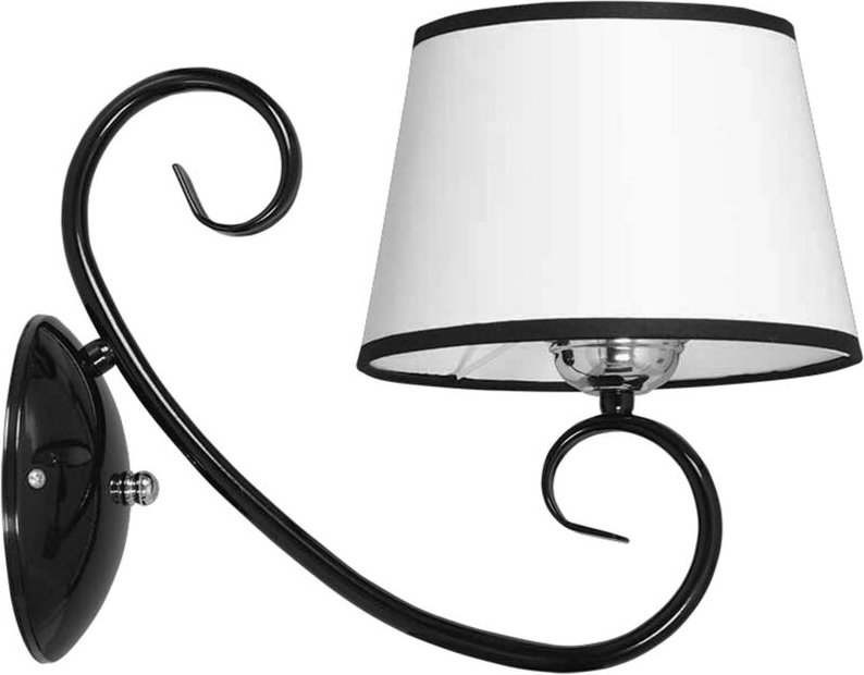 Thumbnail - Wandlampe E27 Weiß Schwarz Stoff Metall Klassisch Wandleuchte