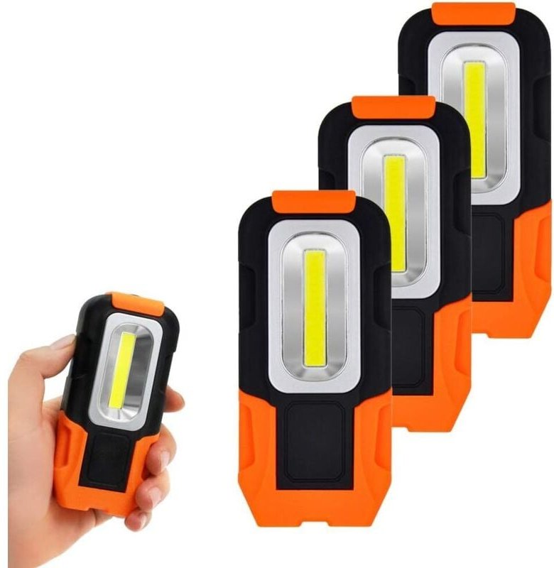 Vtizikl Lampes de Baladeuse a LED Lampe Torche Poche de 3W COB LED Portable Magnetique Piles AAA pas Incluses, Lampe Pli...