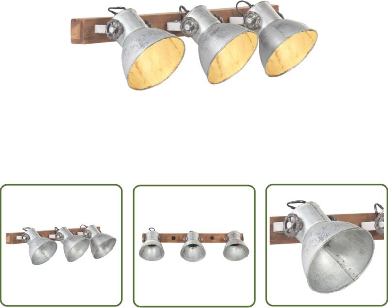 The Living Store Wandlampe Industriestil Silbern 65x25 cm E27 - Industrielampen - Wandleuchte - Vintage Lampe - Rustikal...