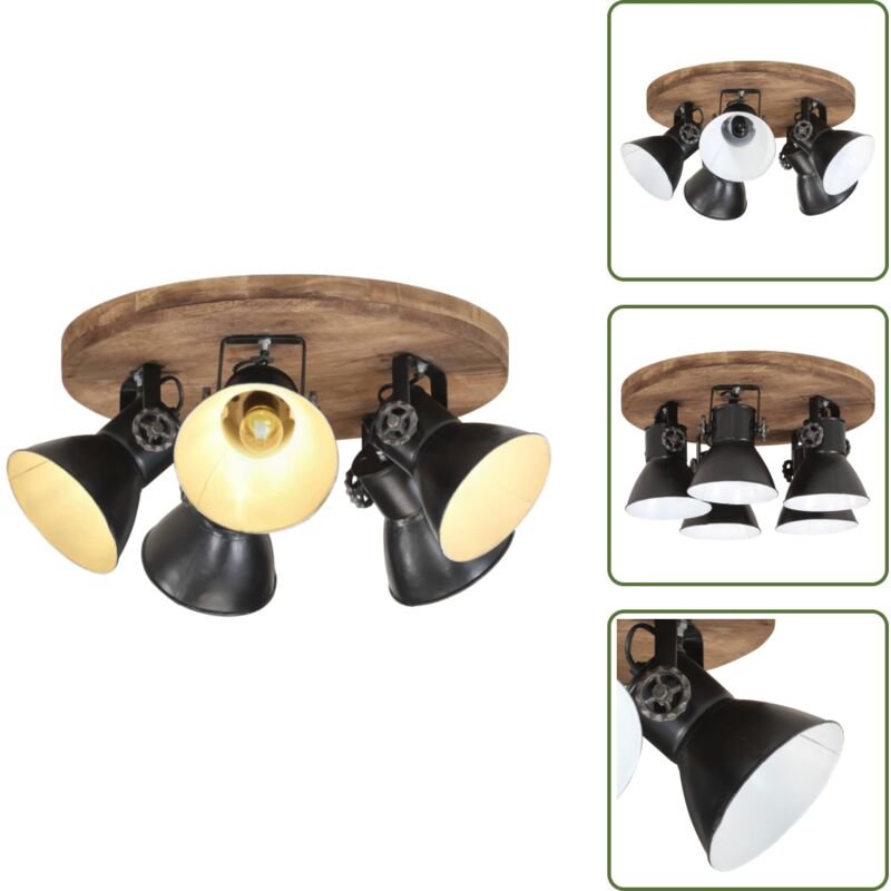 The Living Store Deckenleuchte 25 W Schwarz 50x50x25 cm E27 - Industriestil