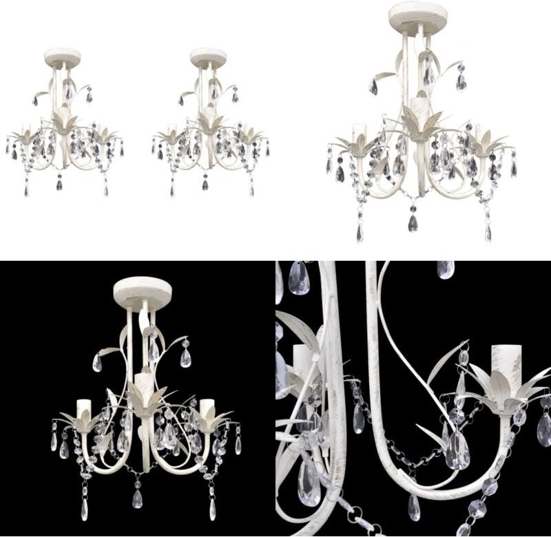 Kristall-Deckenleuchte Kronleuchter 2 Stk. Elegantes Weiß - Deckenleuchte - Kronleuchter - Home & Living - Weiß