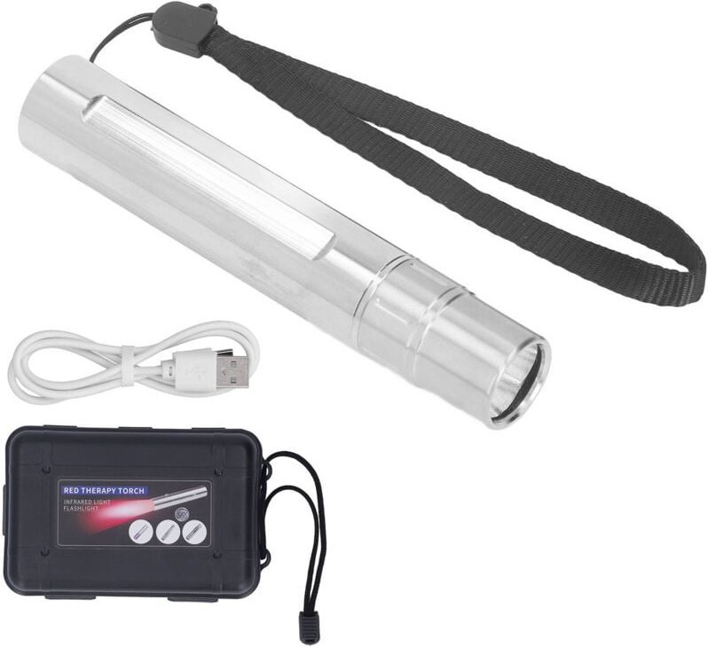 Leichttherapie Taschenlampe 630 nm 660 nm 850 nm Edelstahl -led -Infrarot mit Schlinge für Knöchel - Eosnow