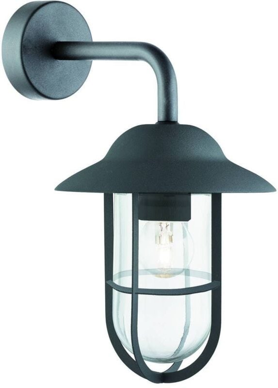 Genoa - 1 Licht Wandleuchte für den Außenbereich Schwarz Schwarz IP44Glaslaternen Matt, E27 - Searchlight