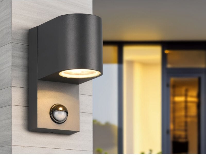 Meinewunschleuchte - Runde led Außenwandleuchte Downlight mit Bewegungsmelder, Anthrazit