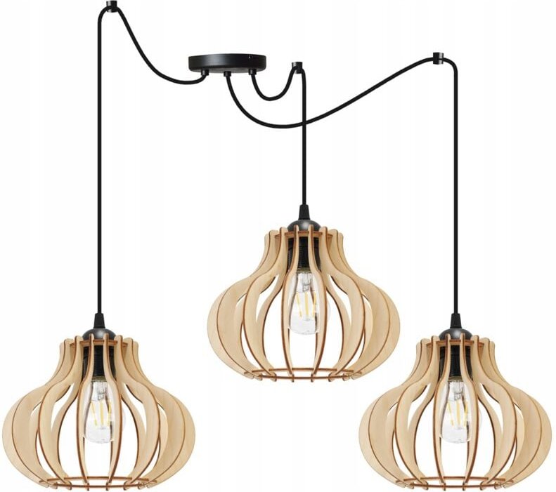 Hängelampe, Deckenleuchter, Holz, LED-Lampenschirm