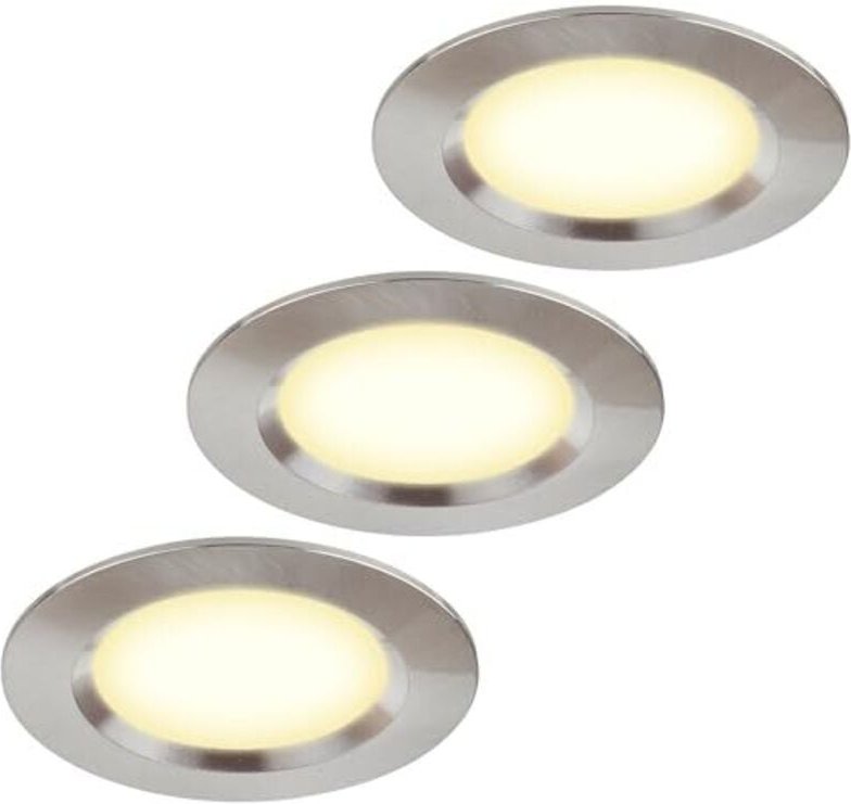3er Set Möbelleuchte 12V ultra flach 3W LED-Einbaustrahler 55mm Lochausschnitt mit 1.7M Kabel IP44 Deckenspot für Spiege...