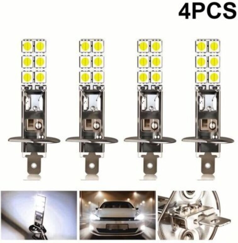 4 Stück LED H1 LED 12 V 6000 K Weiß 55 W LED Auto Nebelscheinwerfer Fahrlichter LED Scheinwerferlampe, DEUTSCHLAND prakt...