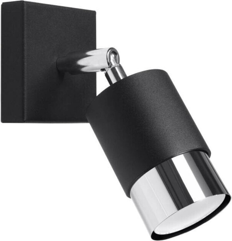 Wandleuchte Reflektor schwarz mit Chromelementen zum Lesen NERO 1xGU10 10W SL.1064 Sollux Lighting