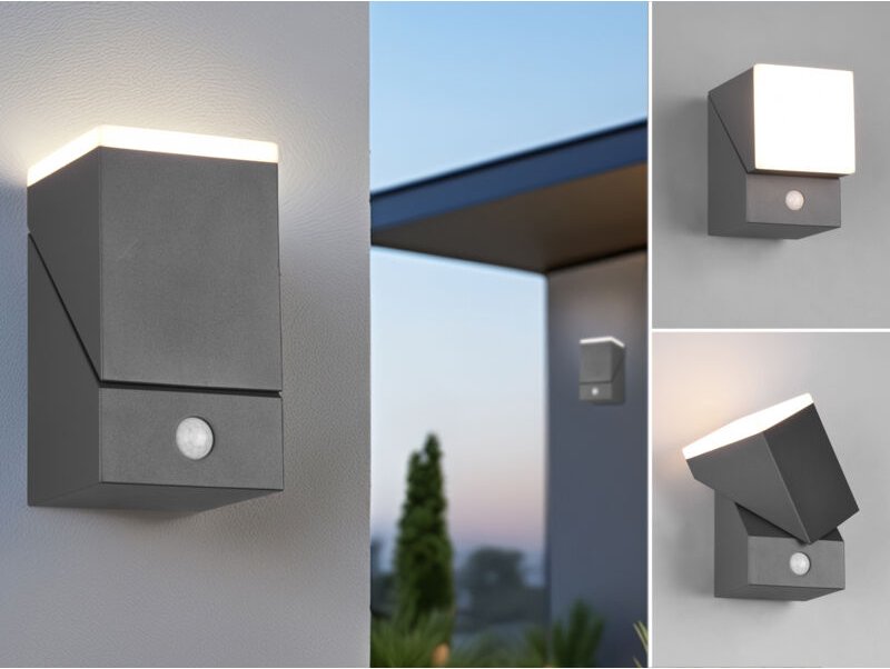 Schwenkbare led Außenwandleuchten - 2er Set mit Bewegungsmelder, h: 16cm