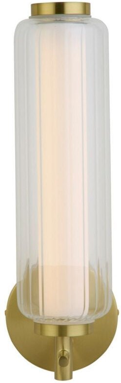 Searchlight Mod LED-Wandleuchte, satiniertes Messingmetall, opales Acryl und klares