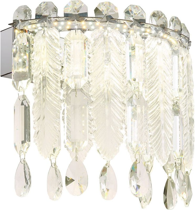 Wandlampe Wohnzimmerleuchte Wandleuchte led Glaskristalle K5 verchromt, b 28 cm