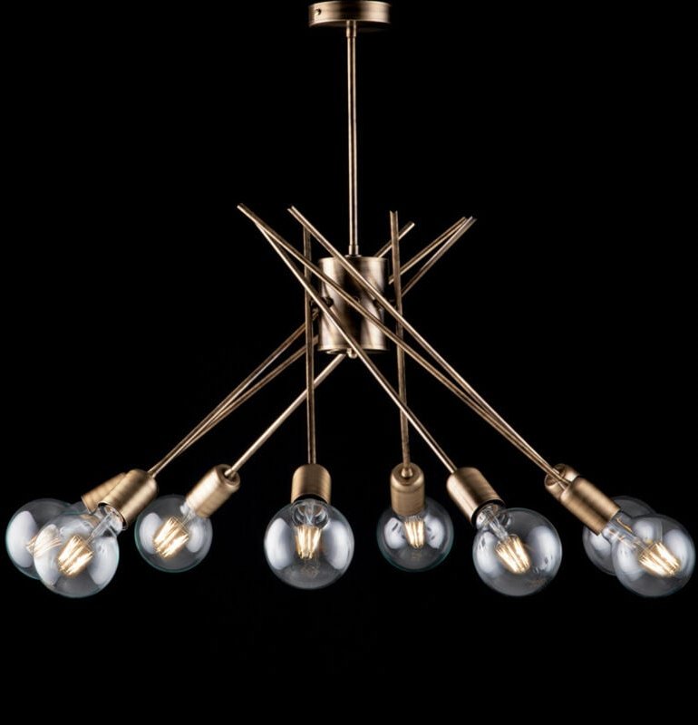 Bonetti Illumina - Polnisch - Deckenleuchte aus gebürstetem bronziertem Eisen, 8 Lichter, H.62 – Ø64 – BL186-PL8-BRZ