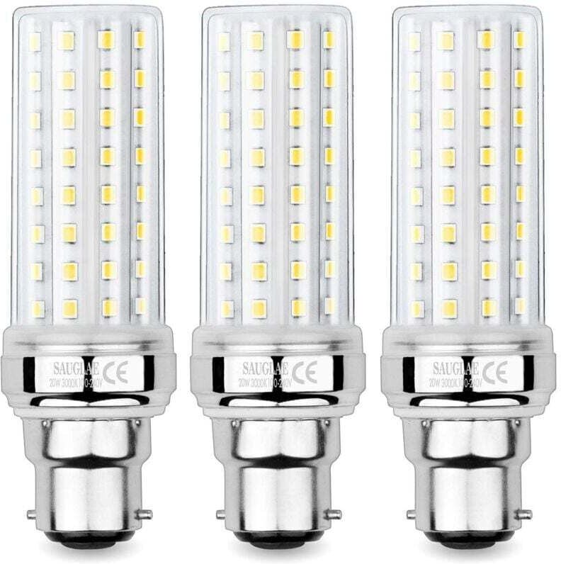 20-W-LED-Maiskolbenlampen, entspricht 150-W-Glühlampe, 2300 lm, 3000 K warmweiß, B22-Bajonettfassung, 3er-Pack NPTERBL