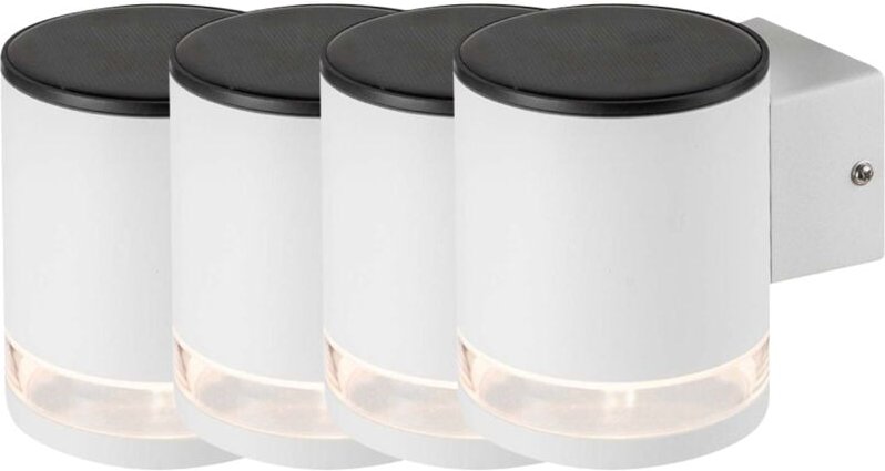 V-TAC Solar-Wandleuchte - IP44 - Weißes Gehäuse - 70 Lumen - 3000K - 4er-Pack