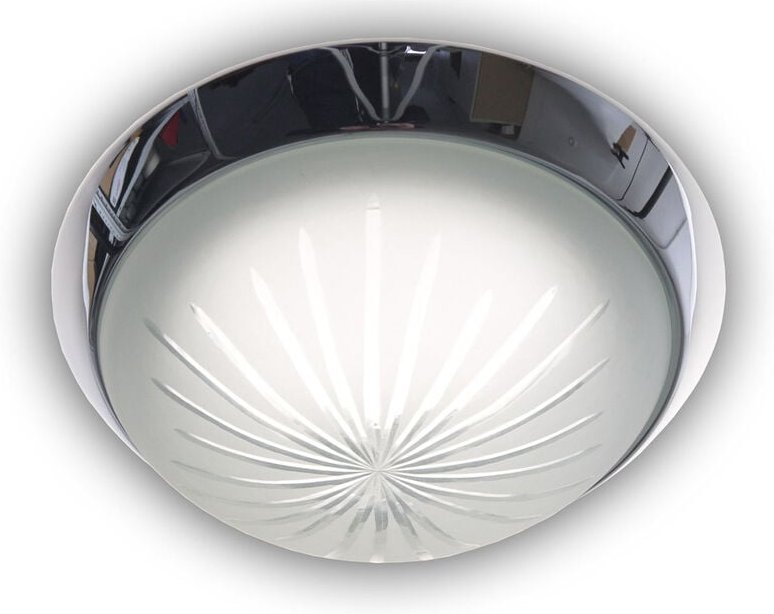 Niermann - Deckenleuchte rund, Schliffglas satiniert, Dekorring Chrom, ø 35cm