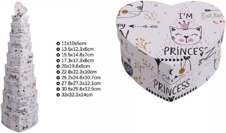 Trade Shop Traesio - Trade Shop - set 10PZ regali various massnahmen matrioska forma cuore fantasia bianca 71968 -