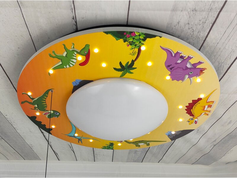 Thumbnail - Niermann - Coole Deckenlampe mit Dino Motiv fürs Kinderzimmer, Schlummerlicht, bunt ø 54cm