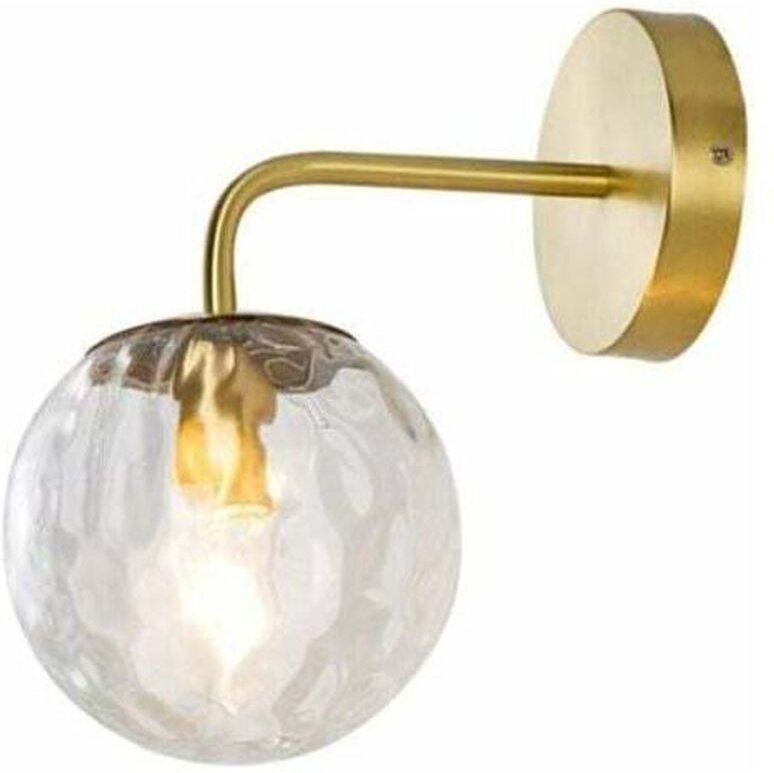 Nordeuropäische moderne Wandlampe mit Glaskugel-Lampenschirm, Messing-Metallhalterung, einfache Wandlampe für Wohnzimmer...