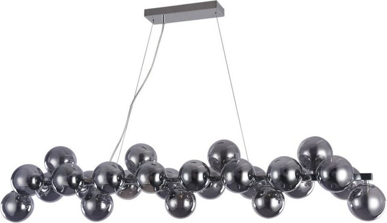 Cabella - Moderner hängender Anhänger Chrom 25 Licht mit rauchigem Schatten, G9 - Italux