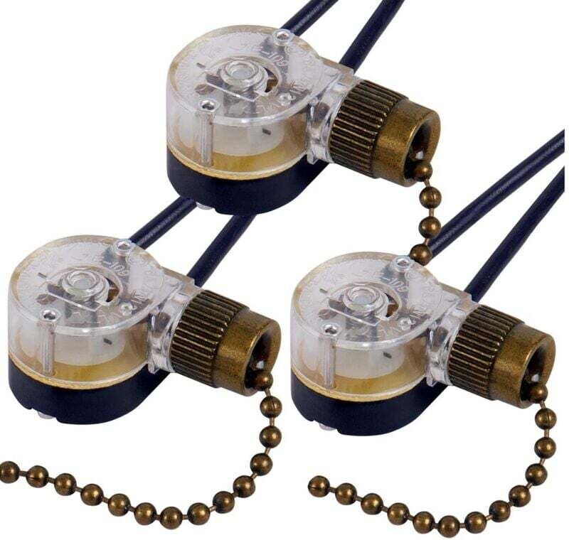 Set mit 3 ZE-109 Deckenventilatorschaltern mit Ersatzzugkette (Bronze)