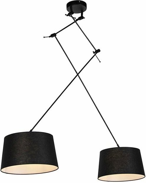 Hängelampe mit Leinenschirm schwarz 35 cm - Blitz ii schwarz