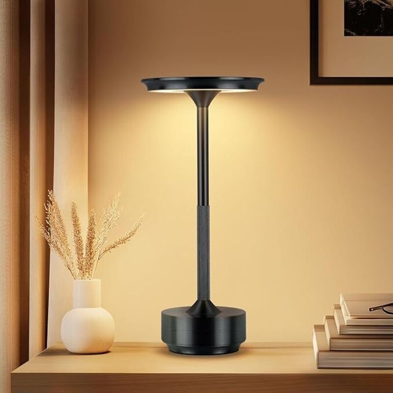 Wiederaufladbare kabellose Tischlampe, 1200mA batteriebetriebene Schreibtischlampen, 3-farbige stufenlose Dimmen Tischla...