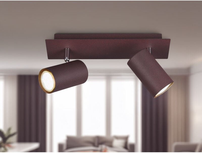Led Deckenstrahler Rostfarben 2-flammig, Breite 30cm