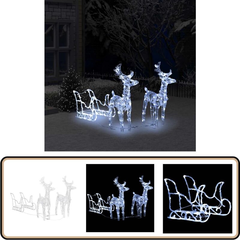 Thumbnail - Rentiere & Schlitten Weihnachtsdekoration 160 LEDs 130 cm Acryl - Weihnachtsdekoration - Lichterkette - Outdoor Beleucht...
