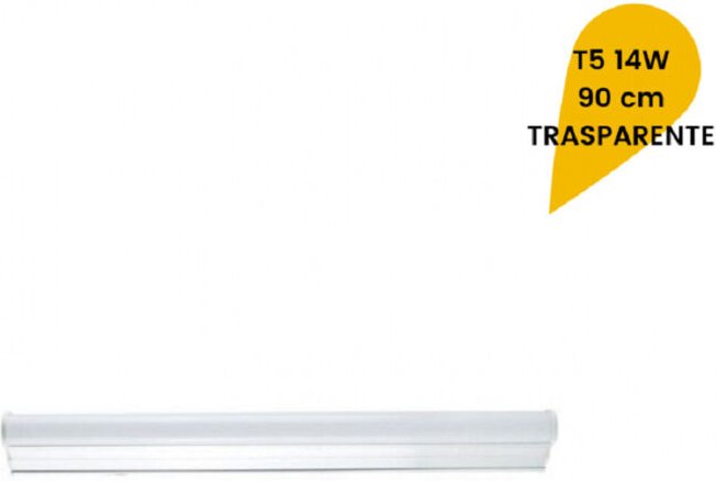 Trade Shop Traesio - Trade Shop - plafoniera led neon T5 sottopenile vetro transparente 14 watt 90 cm T5-90 -