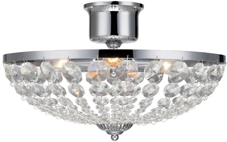 Markslojd - GRS105316 - 3 Light Crystal Semi Flush Deckenleuchte Chrom, E14