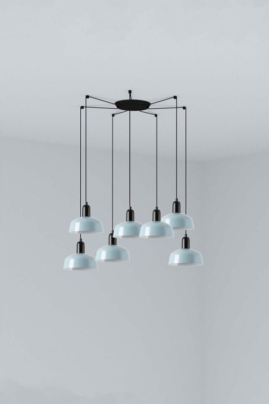 Faro Tatawin Kleine Cluster-Pendelleuchte Schwarz, Blaugrau 7x E27