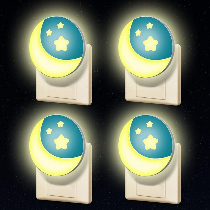 Kinder-Nachtlicht-Stecker (4er-Set) mit Dämmerungssensor, kleiner LED, Wandbeleuchtung, Flurbeleuchtung, Treppenhausbele...