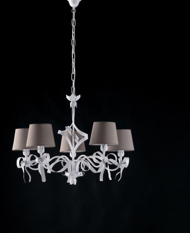 Thumbnail - Belight - Lucy – Kronleuchter weiß, Shabby-Chic & PVC-Lampenschirme Ø16, Ø70, 5-flammig – BL184-5-BCO