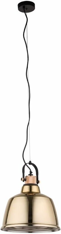 Hängelampe in Gold Metall Glas E27 Ø30cm rund