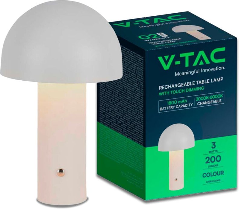 White Rechargeable Table Lamps - IP20 - 3W - 200 Lumen - 3IN1
