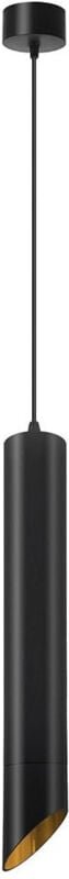 Thumbnail - Trade Shop - LAMPADARIO A CILINDRO ASIMMETRICO DA SOFFITTO NERO CON INTERNO ORO ATTACCO GU10 TS187 -